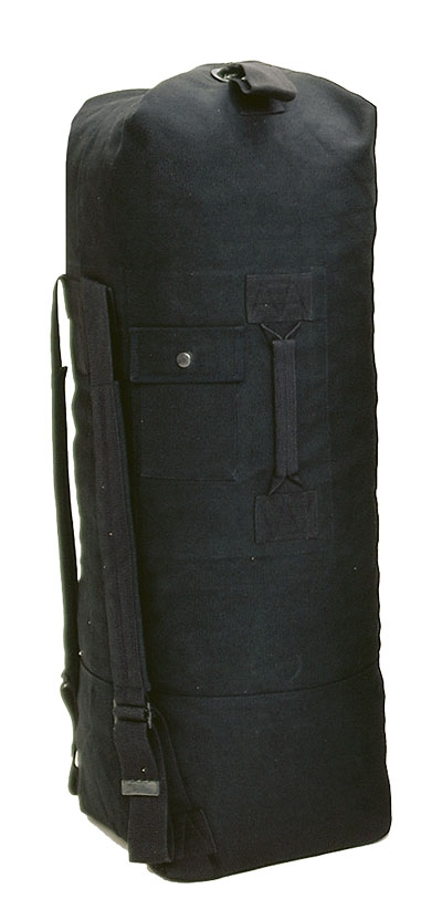 Seesack US Baumwolle Schwarz mit Doppelgurt